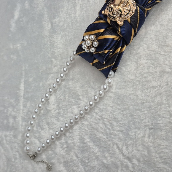 Handcrafted Luxury Fashion Necktie Necklace 📿 (Deep Blue Sea) - Picture 13 of 13